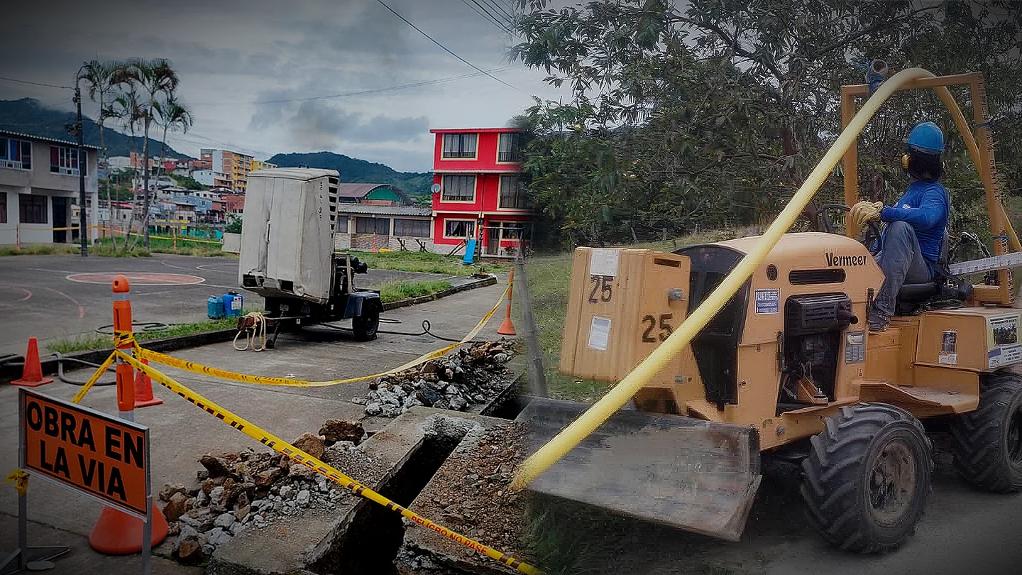 Montaje de obra vial y maquinaria para red de gas